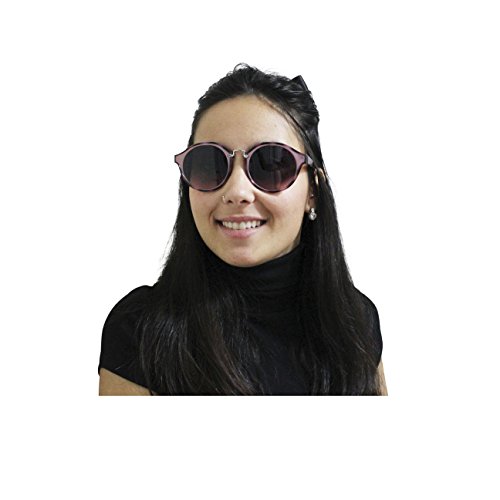 FERETI Gafas De Sol Redondas Leopardo Mujer Rosa Metal Pasta Redondo Tortuga Animal Estampado