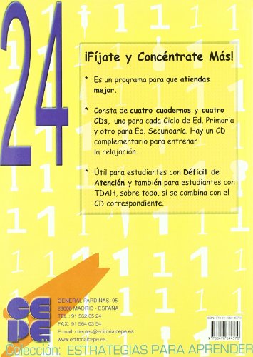 ¡Fíjate y Concéntrate Más! Cuaderno 1: 24 (Estrategias para aprender)