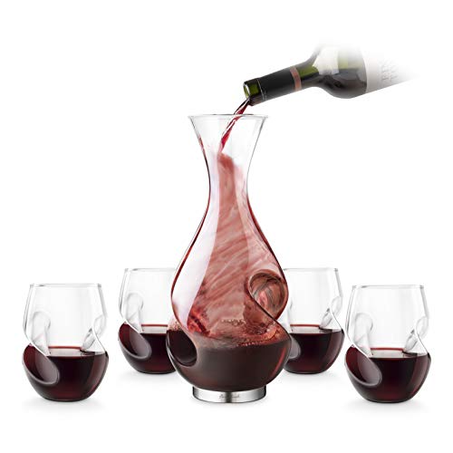 Final Touch estatólatra vino tinto juego de decantador botella de agua estatólatra 375 ml y rojo estatólatra copas de vino 473 ml - Juego de Exclusive en caja de regalo