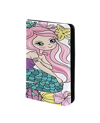 Fiori Di Sirena Funda de Cuero para Pasaporte Funda de Viaje Cartera de Viaje Organizar Pasaporte y Tarjetas de crédito 11.5x16.5cm