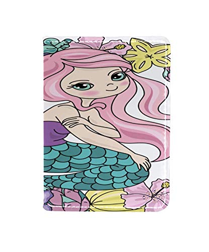 Fiori Di Sirena Funda de Cuero para Pasaporte Funda de Viaje Cartera de Viaje Organizar Pasaporte y Tarjetas de crédito 11.5x16.5cm