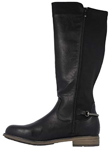 Fitters Footwear That Fits Damas Botas Maja PU Botas clásicas elástico Aspecto Vaquero (45 EU, Negro)