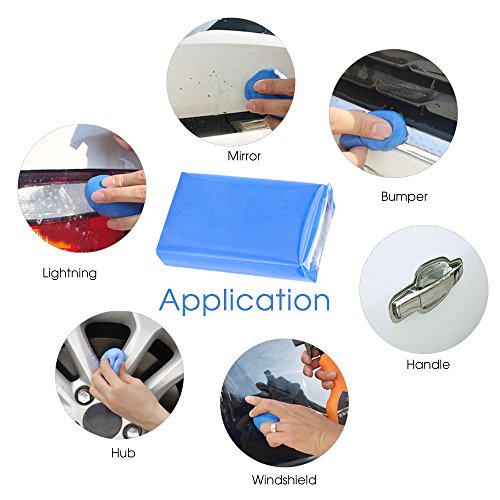 Fixget Plastilina de Limpieza Coche, 5 Unidades, Arcilla mágica, en Barras de 400 g, Color Azul, Conjunto con paño de Microfibra para Diferentes Manchas, con Caja de Almacenamiento