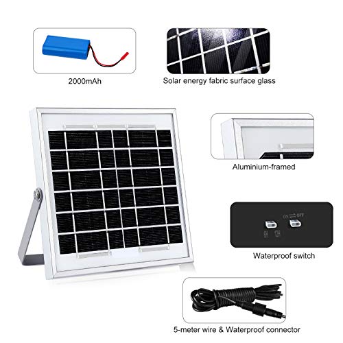 Foco Led Solar Exterior Sensor Movimiento, Foco Solar Exterior, lluminacion Exterior Solar,60 LED 6500K IP66 Impermeable Luz Solar Exterior,Lampara Solar, lluminación de Seguridad para Patios Terrazas