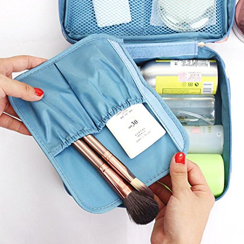 Fossen Bolsas de Aseo Maquillaje Neceser de Viaje Organizadores de Cremallera para Mujer Hombres (Azul)