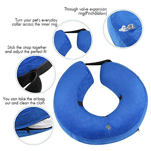 Frifer Collar Hinchable de recuperación de petaca de protección Ajustable Cono de cicatrización Confortable para Perro y Gato, XL (COU: 55cm / 21.6in ou Plus)