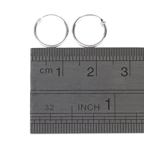 Gazechimp 2 Pares Joyería de Pendientes Anillos 925 Pequeños Aro sin Fin Plata Aretes Nariz Labio