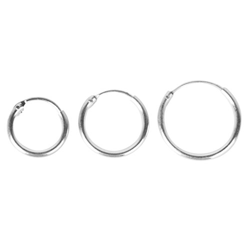 Gazechimp 2 Pares Joyería de Pendientes Anillos 925 Pequeños Aro sin Fin Plata Aretes Nariz Labio