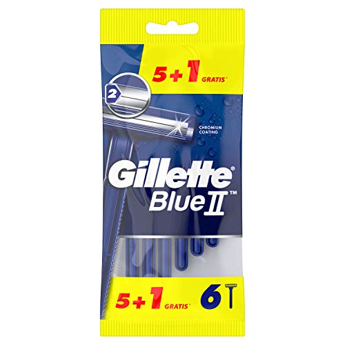 Gillette BlueII - Maquinillas Desechables para Hombre 5+1, Dos Hojas de Afeitar, Cabezal Fijo