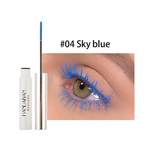 GL-Turelifes Máscara de 12 colores Máscara de fibra colorida Máscara encantadora de larga duración, pestañas gruesas y largas Maquillaje de ojos a prueba de agua y manchas (# 04 azul cielo)