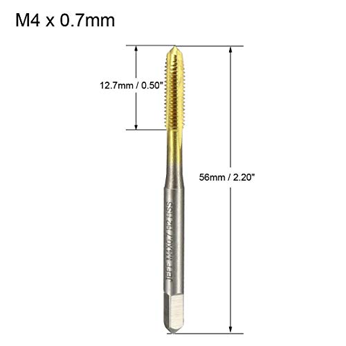 Grifo métrico M4 x 0,7 mm, paso 3 copas H2, rosca HSS Ti-sellado, para relojes y manualidades