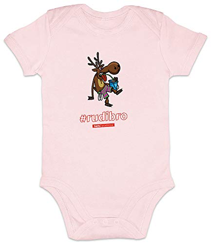 Hariz Body de manga corta Pixbros Rudibro Xmas Navidad Cool regalos abeto Plus Tarjeta de regalo algodón de azúcar rosa 0 – 3 meses