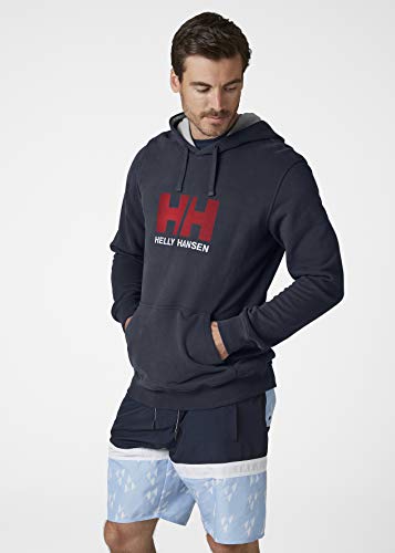 Helly Hansen Logo Hoodie Sudadera para hombre con capucha, sudadera casual de algodón para uso diario y actividades al aire libre