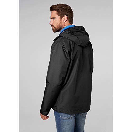 Helly Hansen Seven J Chaqueta Impermeable con Forro de Secado rápido, Cortaviento y Transpirable para Hombre y para Uso Diario, Negro, L