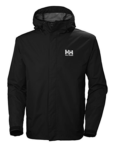 Helly Hansen Seven J Chaqueta Impermeable con Forro de Secado rápido, Cortaviento y Transpirable para Hombre y para Uso Diario, Negro, L