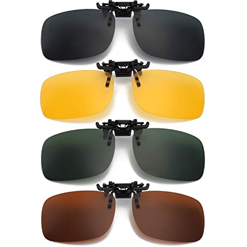 Hifot Clip Gafas de Sol polarizadas Lentes 2 Piezas, Flip up Gafas de Sol para Mujer Hombre, Suplementos de Sol para Gafas graduadas