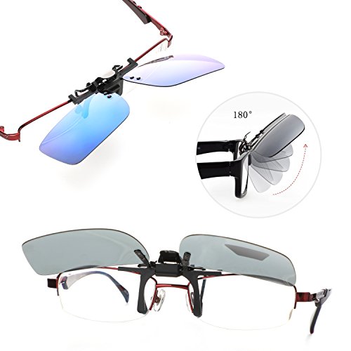 Hifot Clip Gafas de Sol polarizadas Lentes 2 Piezas, Flip up Gafas de Sol para Mujer Hombre, Suplementos de Sol para Gafas graduadas