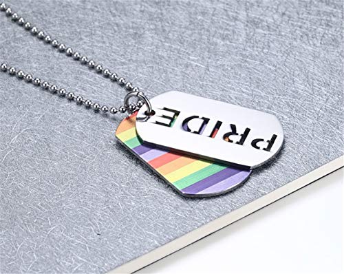 HIJONES Colgante con Cadena Unisex Acero Inoxidable Plata Orgullo Arcoiris