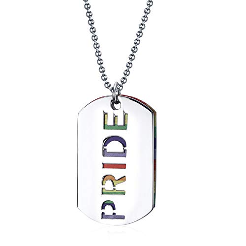 HIJONES Colgante con Cadena Unisex Acero Inoxidable Plata Orgullo Arcoiris