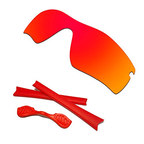 HKUCO Red Polarized Replacement Lenses plus Red Earsocks Rubber Kit For Oakley Radar Path