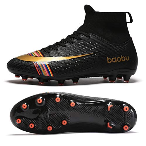 Holystep Scarpe da Calcio Uomo Professionale Sportivo Sneakers Baobu High Top TPU Breathable Soccer Shoes,Wear-Resistant Rubber Sole (9,C)