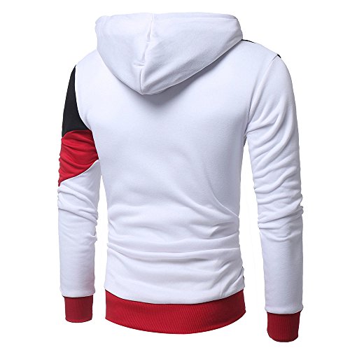 Hombres Sudadera con Capucha Casual Tops Deporte Blusa Manga Larga De Patchwork Blanca Beisbol Divertidas Camuflaje Calavera Camisas Otoño riou (Red, XL)