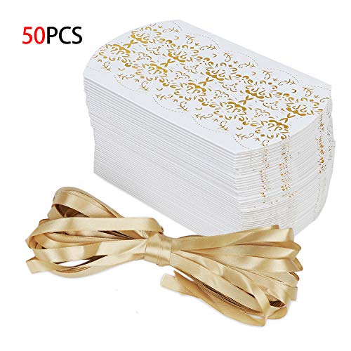 Hseamall Cajas de recuerdos de boda, caja de regalo para fiestas, caja de caramelos, 50 unidades