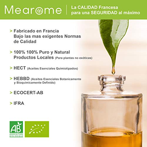 Humificador Utrasónico Aromaterapia, LED 6 colores, 235 ml | Difusor Aceites Esenciales BIO, Limón, Menta, Naranja | Mearome Fabricado en Francia