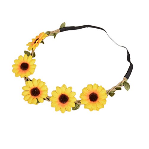 Inconpro 1x Flor de Sol Artificial Cintas para el Pelo Margarita de simulación Diademas de Flores Banda elástica Accesorios para el Cabello