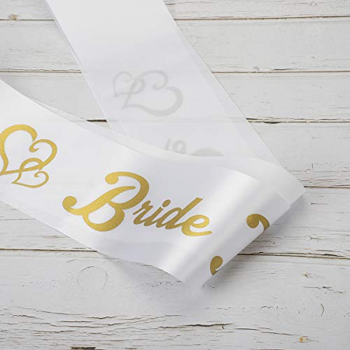 InnoBase " Bride to be Hen Party Favors Disfraces Accesorios Novia a ser Bride to be Satinado Sash Boda Nupcial Velo Blanco con Peine y Gafas de Sol con la inscripción Funny 3 Piezas