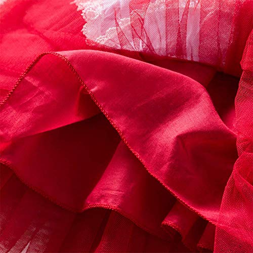 IWEMEK Disfraz Caperucita Roja Niña Vestido de Princesa tutú + Capa con Capucha Disfraces de Carnaval Fiesta Halloween Navidad Trajes Cosplay Fancy Dress Up Infantil Bebé Ropa Rojo 5-6 años