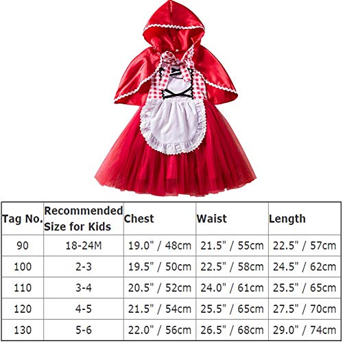 IWEMEK Disfraz Caperucita Roja Niña Vestido de Princesa tutú + Capa con Capucha Disfraces de Carnaval Fiesta Halloween Navidad Trajes Cosplay Fancy Dress Up Infantil Bebé Ropa Rojo 5-6 años