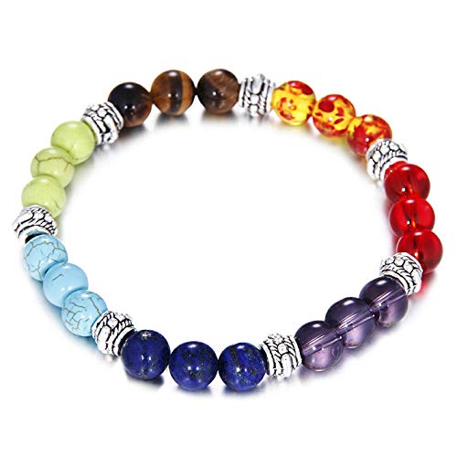 iwobi 4 PCS Pulsera de Lava,Beads Pulsera para Hombres Mujeres Pulsera de Yoga, Pulsera de Buda con Piedras Naturales de Lava y Ojo de Tigre y Ónix