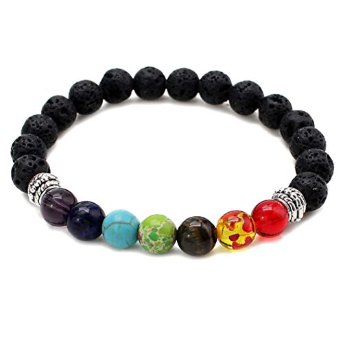 iwobi 4 PCS Pulsera de Lava,Beads Pulsera para Hombres Mujeres Pulsera de Yoga, Pulsera de Buda con Piedras Naturales de Lava y Ojo de Tigre y Ónix