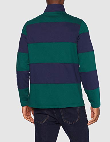 Izod Colorblock Stripe 1/4 Zip Fleece Sudadera, Verde (Botanical Garden 320), L para Hombre