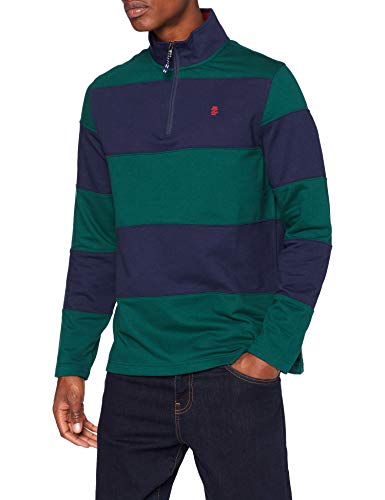 Izod Colorblock Stripe 1/4 Zip Fleece Sudadera, Verde (Botanical Garden 320), L para Hombre