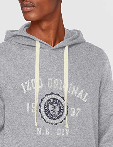 Izod Printed Graphic Hoodie Sudadera con Capucha, Gris (Lt Grey Htr 052), S para Hombre