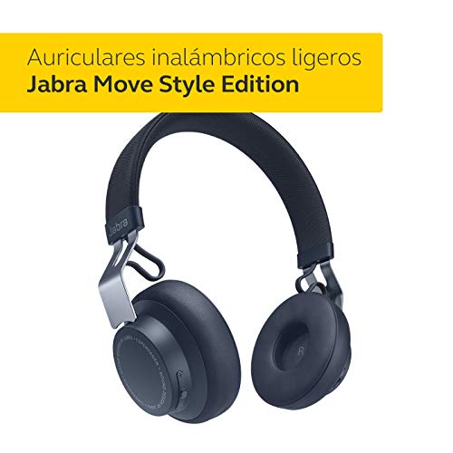 Jabra Move Style Edition – Auriculares On-Ear, Conexión Bluetooth con Smartphones, Ordenadores y Tabletas, Para Música y Llamadas Inalámbricas, Azul Marino