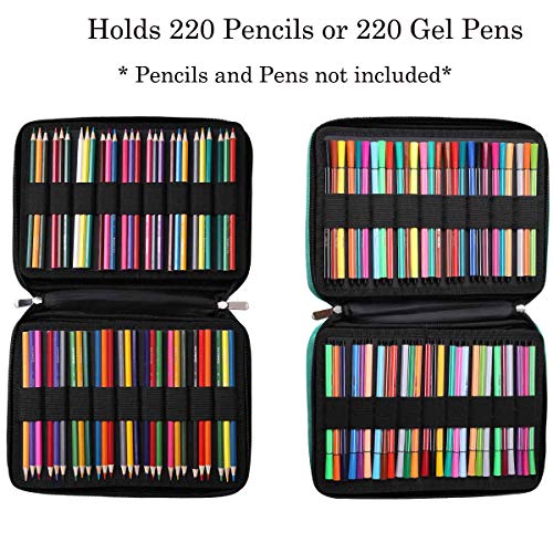 Jakago Estuche Para 220 Lápices de Colores Gran Capacidad Organizador de Bolígrafos Bolsa Impermeable Para Lápices de Acuarela y Marcadores y Bolígrafos de Gel Regalo Para Artistas Estudiantes