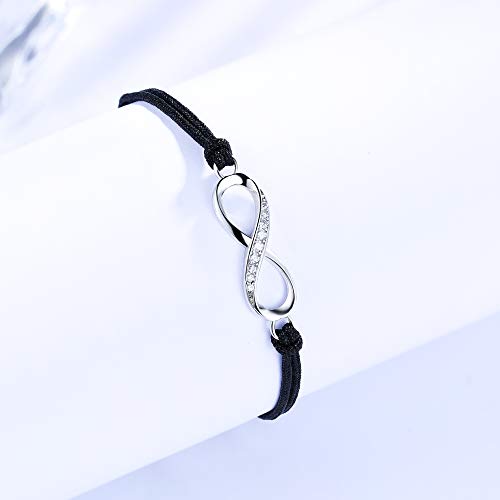 J.Endéar Infinito Amor Amistad Cuerda Pulsera Regalo para Mujer 24 cm Trenzado Ajustable Hecho a Mano