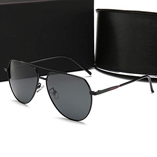 JKHOIUH Gafas de Sol polarizadas para Hombre, Gafas de Sol Vintage de conducción de Alta definición Gafas de Sol Vintage de Gama Alta para Viajes al Aire Libre (Color : Black Frame/Black)