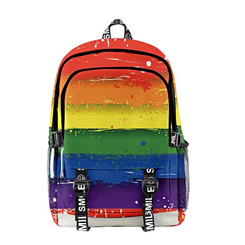 JLTPH Unisex Mochila de Paño de Oxford LGTB Gay Pride Arco iris Love is Love Impresión Bolsa para la Escuela Mochila Multiusos Daypacks para Computadora Portátil Al Aire Libre Travel