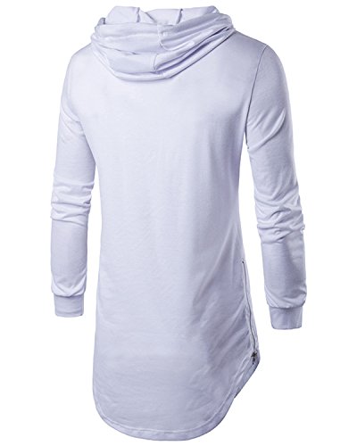 JOLIME - Sudadera con capucha para hombre, manga larga, estilo hipster hip hop, con ribete lateral Blanco blanco XXL