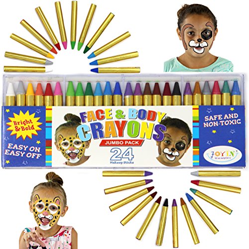 JOYIN Pinturas Cara para Niños 24 Colores 7.6 cm Crayones Pintura Facial no tóxica para la Fiesta Halloween Carnaval Navidad