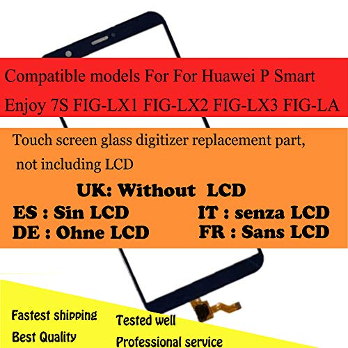 JRLinco Para Huawei P Smart Pantalla Táctil de Cristal,Touch Screen Digitizer Outer Glass Replacement (Sin LCD Display) para Huawei P Smart Negro + Herramientas y Adhesivo
