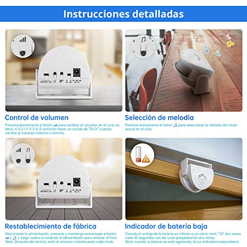 KERUI M5 Timbre Inalámbrico para Puerta, Sensor de Movimiento con Sonido Alarma para Puerta/Entrada del Puerta/Casa y Tienda/Oficina, Alarma de Seguridad