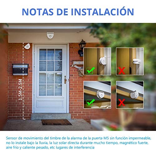 KERUI M5 Timbre Inalámbrico para Puerta, Sensor de Movimiento con Sonido Alarma para Puerta/Entrada del Puerta/Casa y Tienda/Oficina, Alarma de Seguridad