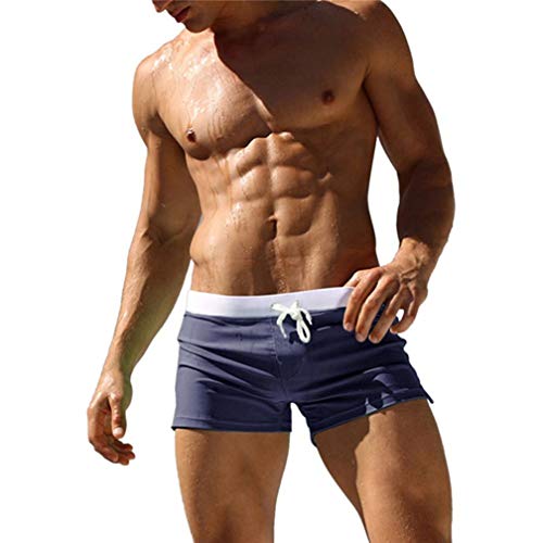 Kfnire Bañadores de natación, Pantalones Cortos de los Hombres de Secado rápido Playa Surf Corriendo Pantalones Cortos de natación Boxeadores Calzoncillos (EU M = Tag L, Navy)