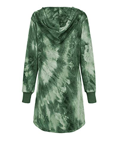 Kidsform Sudadera con Capucha para Mujer Sudadera con Capucha de Otoño Invierno Sudadera con Bolsillo Hoodie Cárdigans Mujer Sudadera Larga Mujer F-i Verde L