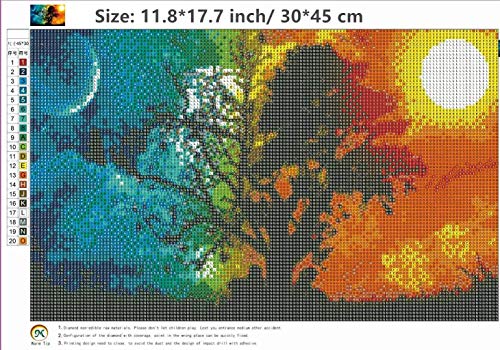 Kit de pintura con brillantes 5D, DIY pintura al oleo por numerosdiseño de mar a la luz de la luna, con diamantes de imitación, para decoración de la pared del hogar 30 x 45 cm